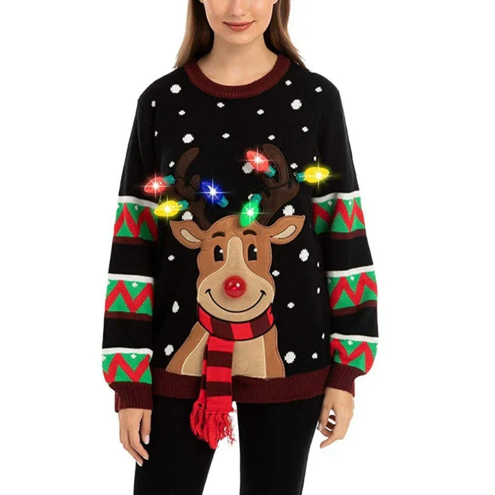 Mune | Christmas sweater with LED lighting - Warm & Stylish women's sweater with reindeer pattern