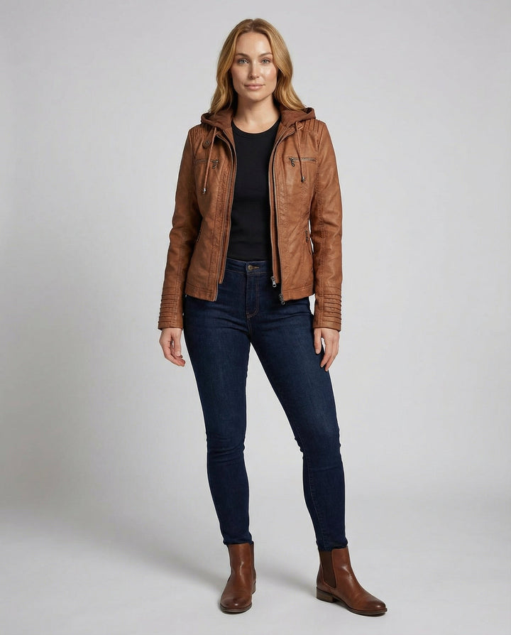 Weatherproof women's jacket hood