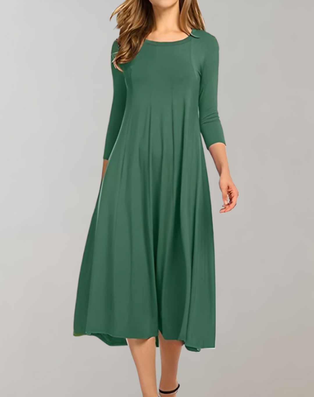 Mune | A-Line Dress with 3/4 Sleeves and Round Neck