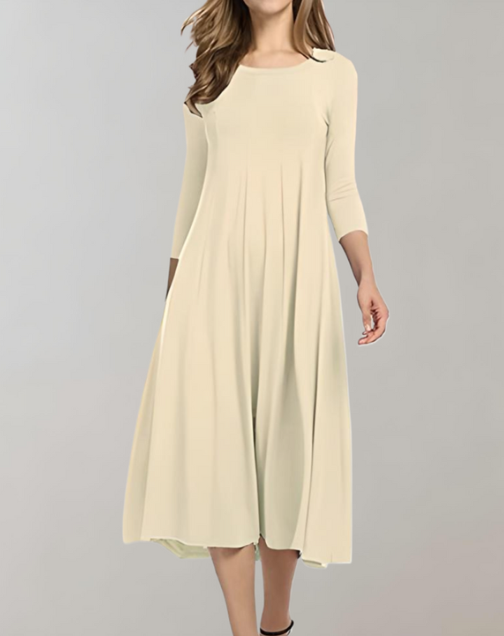 Mune | A-Line Dress with 3/4 Sleeves and Round Neck