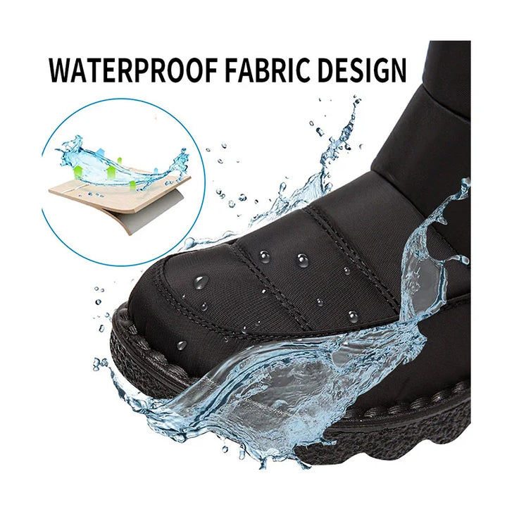 Mune | Women's waterproof winter boots with fur lining, black