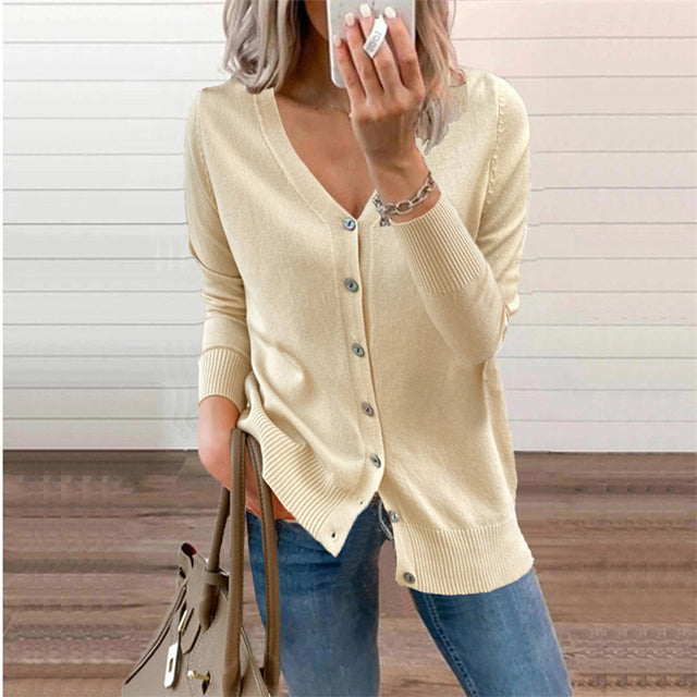 Mune | Women's knitted cardigan with V-neck and button closure