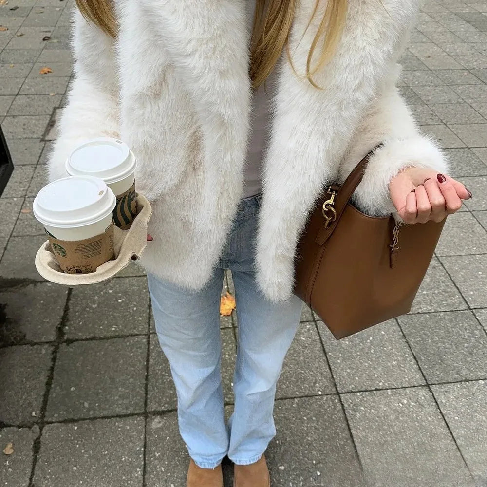 Mune | Vintage - Women's Winter Jacket with Faux Fur and Lapel
