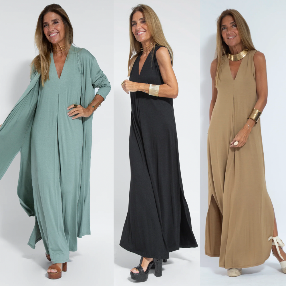 Set of long flattering dress and vest