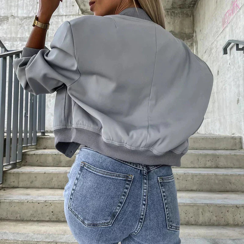 Mune | Women's Casual Bomber Jacket with Pockets and Long Sleeves
