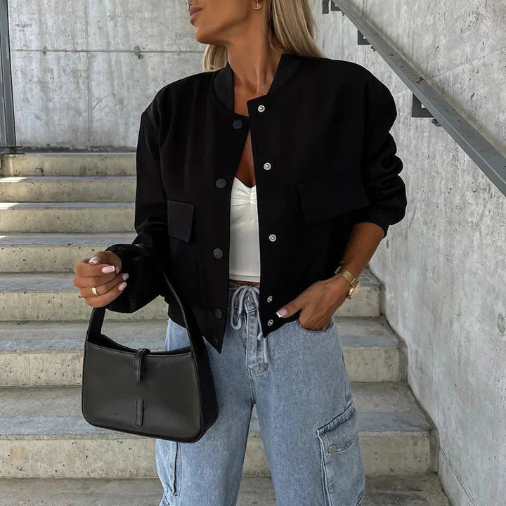 Mune | Women's Casual Bomber Jacket with Pockets and Long Sleeves