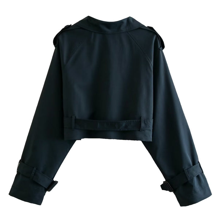 Mune | Women's Short Trench Coat with Belt and Long Sleeves
