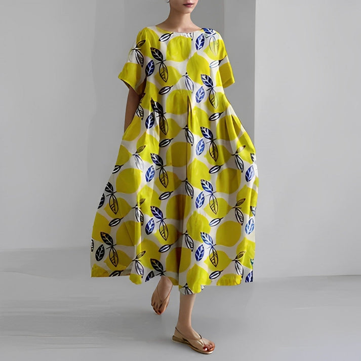 Women Relaxed Style Flower Midi Dress