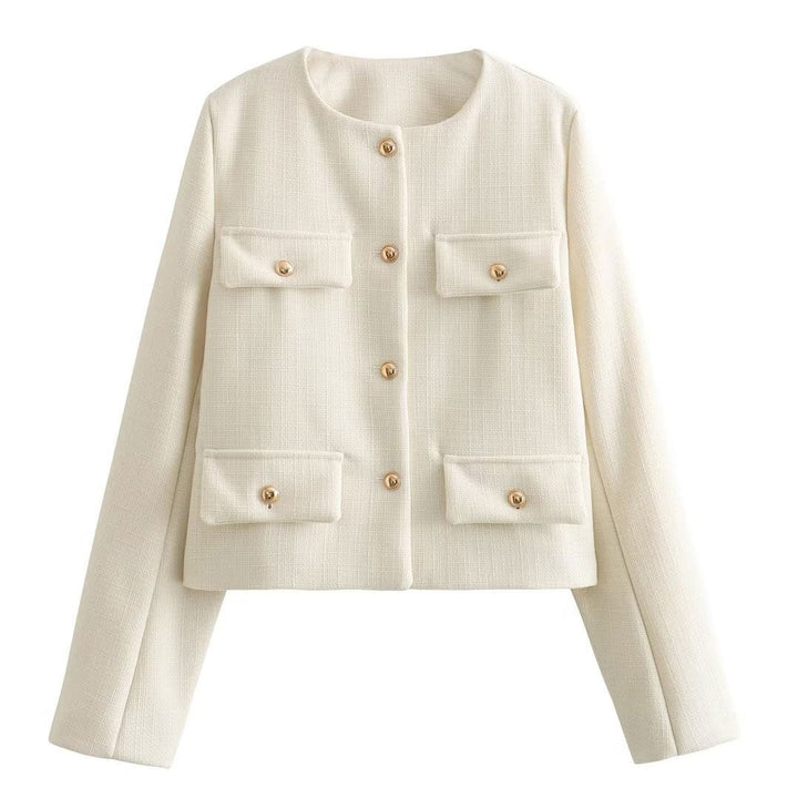 Mune | Women's Elegant Bomber Jacket with Button Closure and Chest Pockets