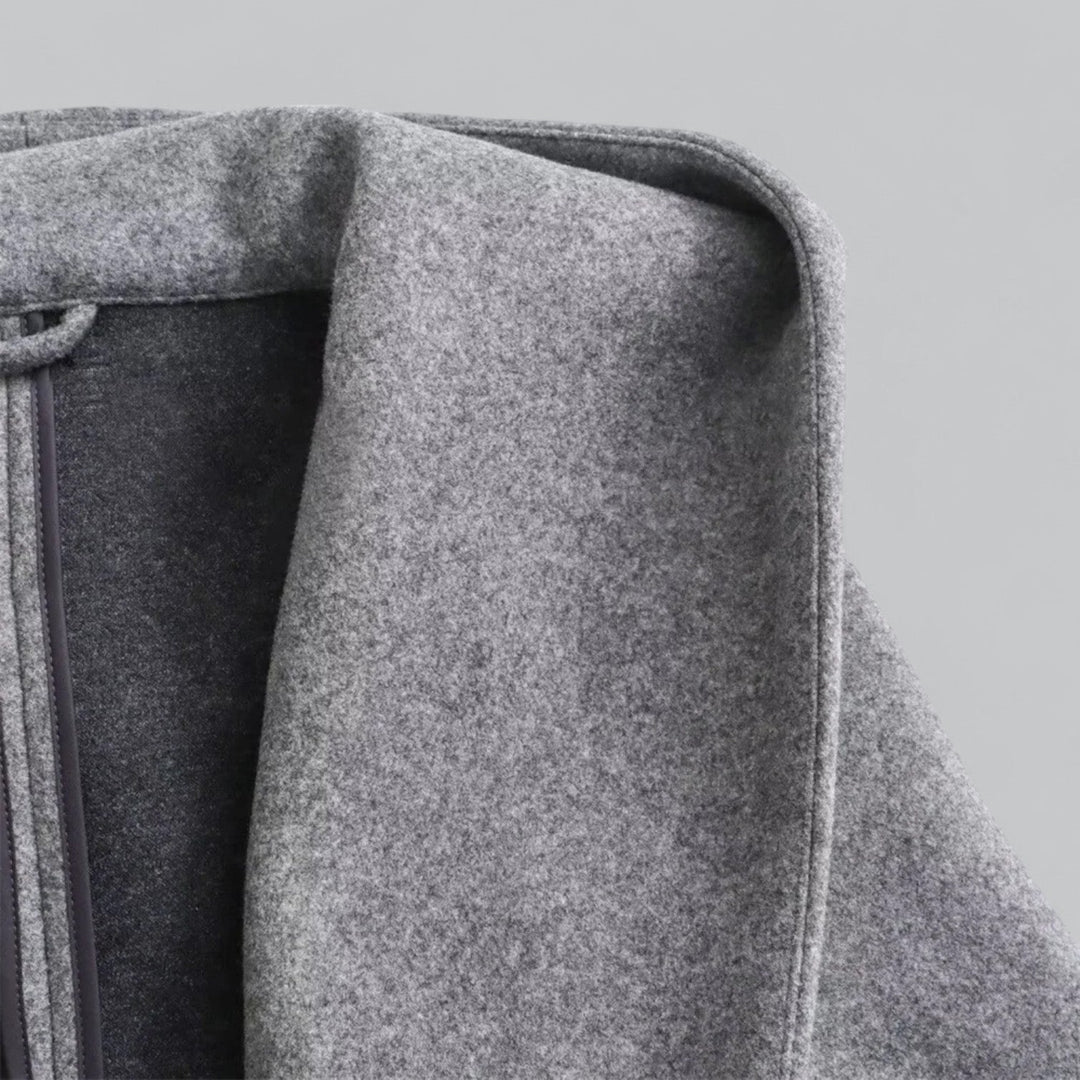 Mune | Women's Wool Winter Coat with Hood and Belt in Knee-Length Style