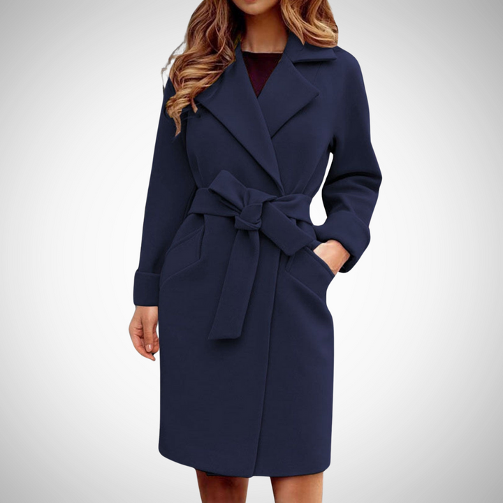 Mune | Women's Trench Coat with Loop Belt and Wide Notch Lapel