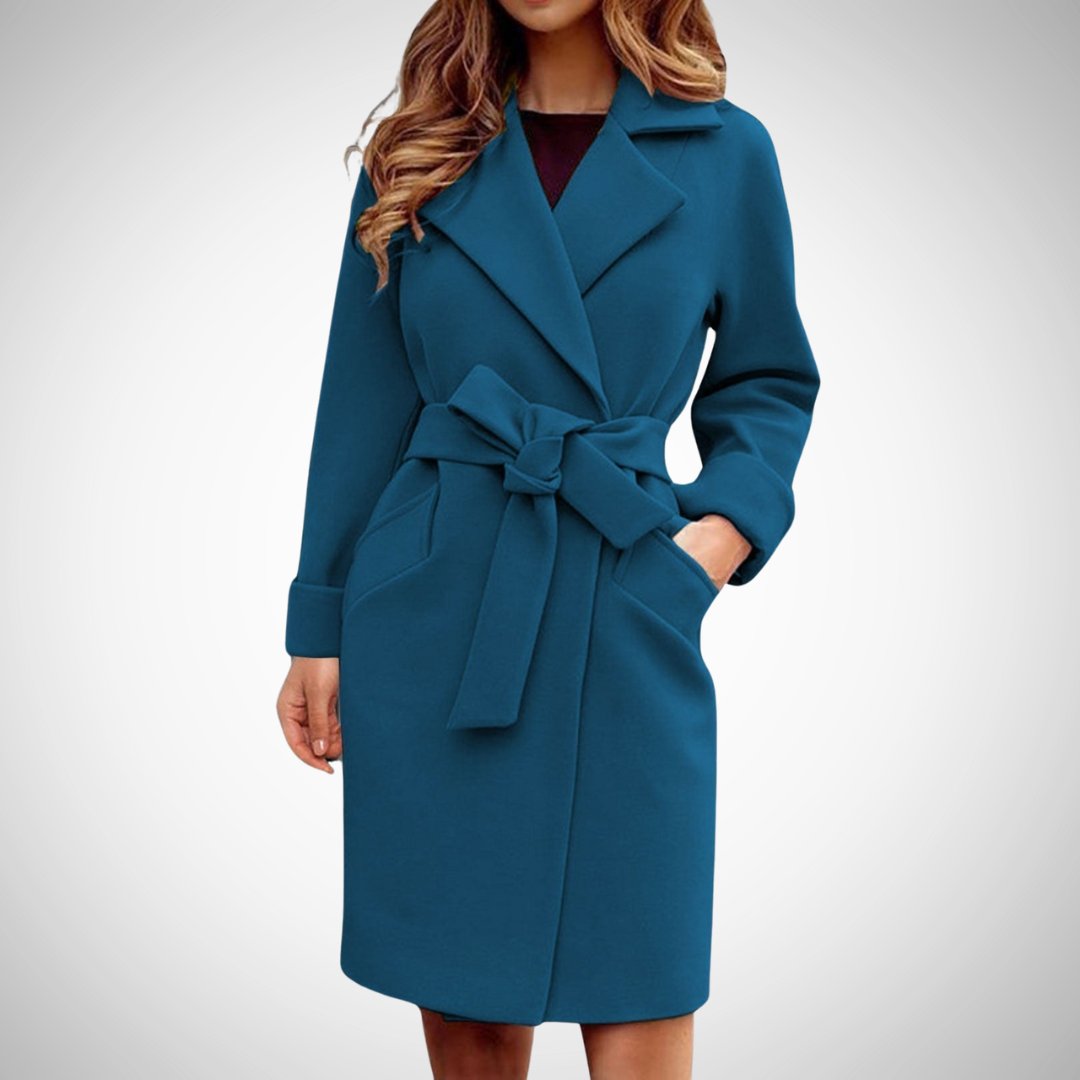 Mune | Women's Trench Coat with Loop Belt and Wide Notch Lapel