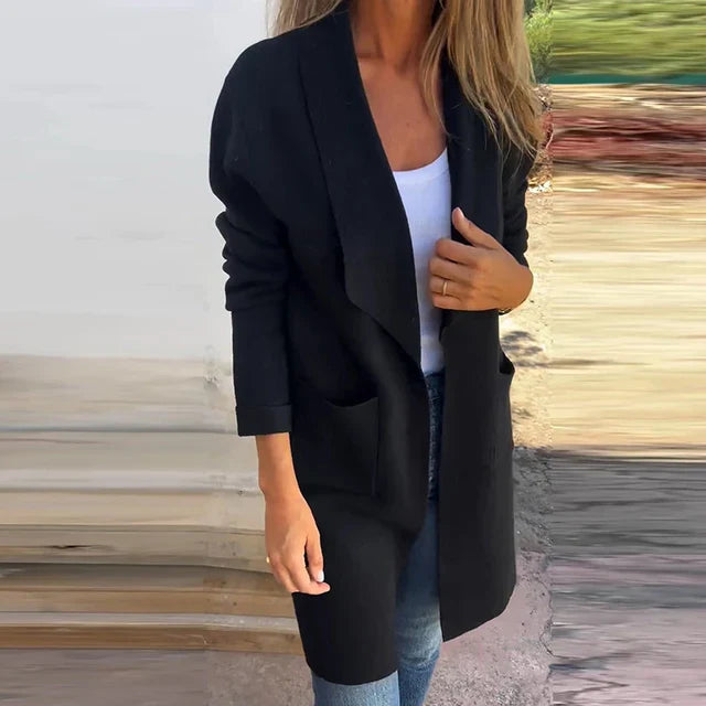 Mune | Women's Long Elegant Jacket with Open Front and Pockets