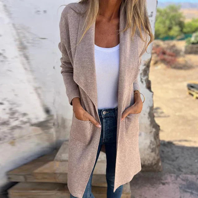Mune | Women's Long Elegant Jacket with Open Front and Pockets