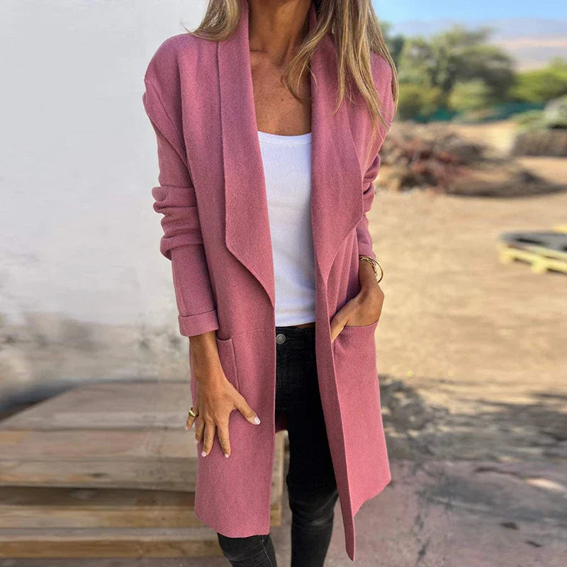 Mune | Women's Long Elegant Jacket with Open Front and Pockets