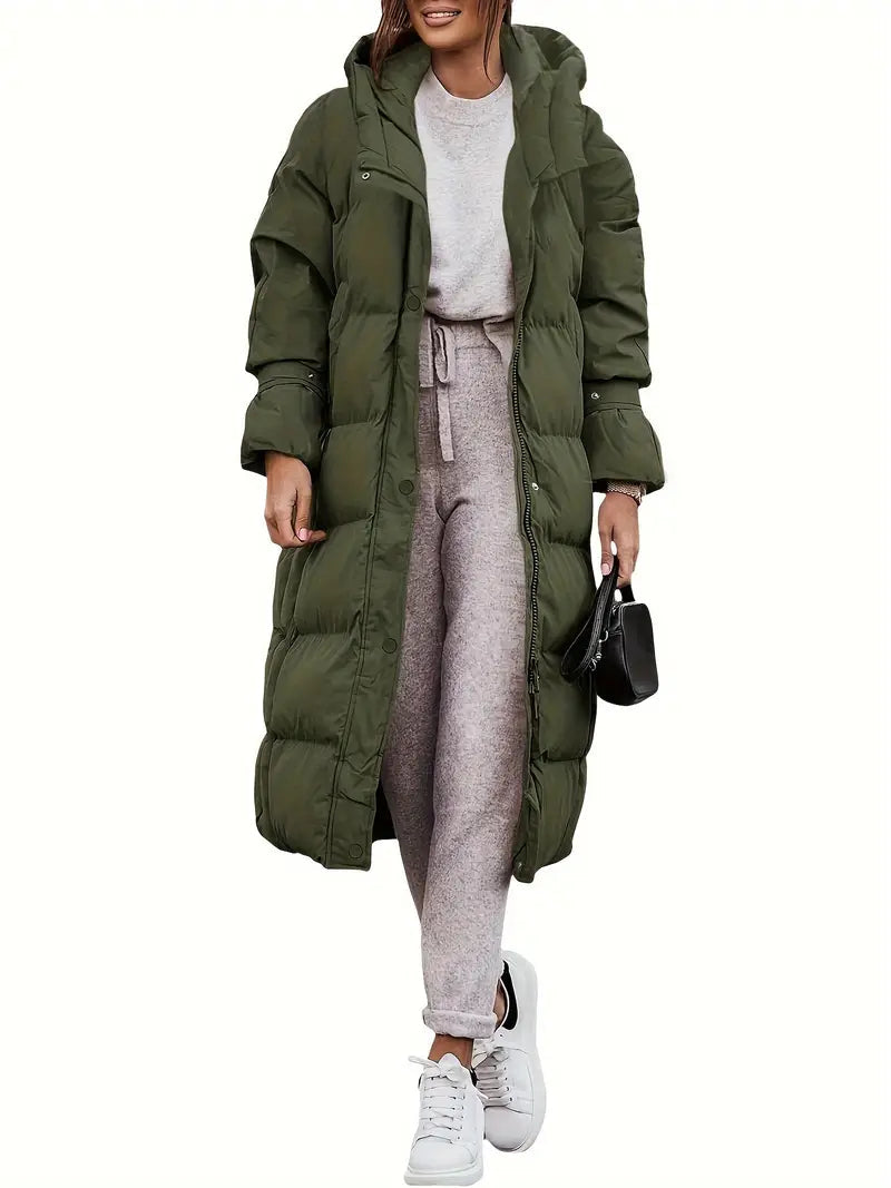 Mune | Women's Long Puffer Jacket with Hood and Warm Lined Interior