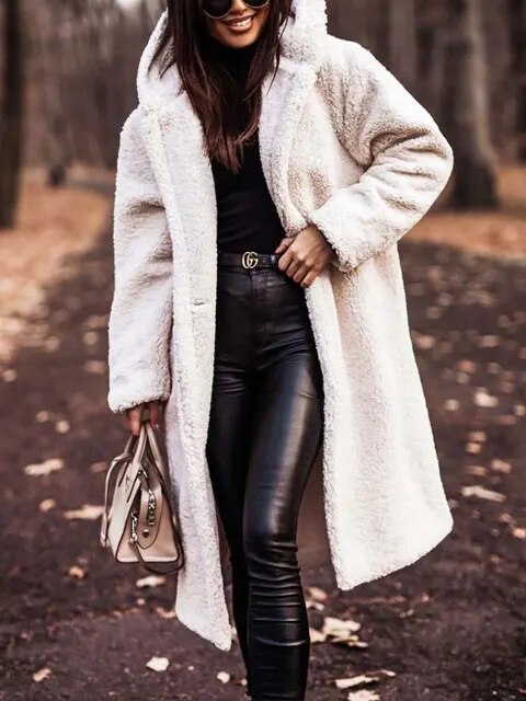 Mune | Women's Teddy Winter Coat Long with Hood and Soft Lining