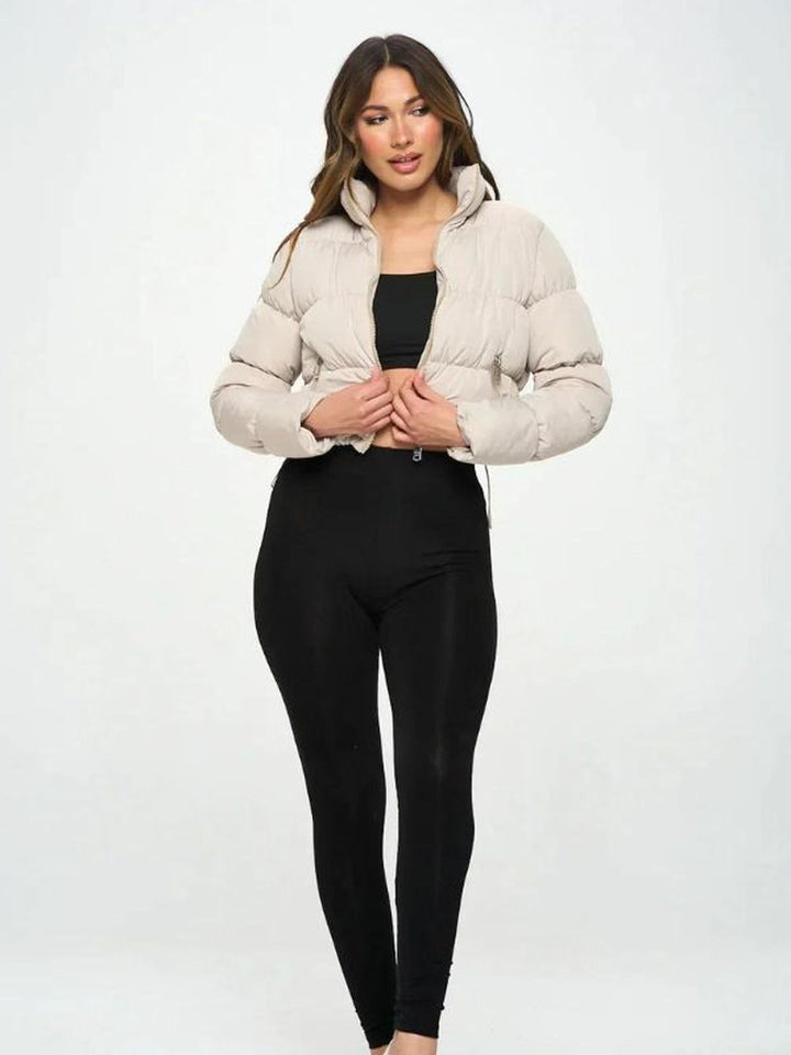 Mune | Women's Lightweight Short Puffer Jacket with High Collar and Zipper