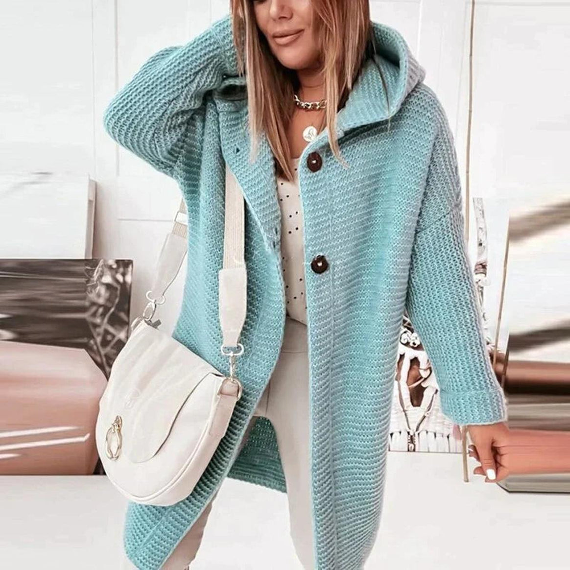 Mune | Longer Warmer Hoodie Knit Cardigan