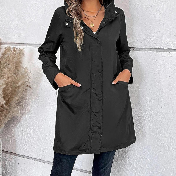 Mune | Longer Women's Autumn Coat with High Collar and Button Closure