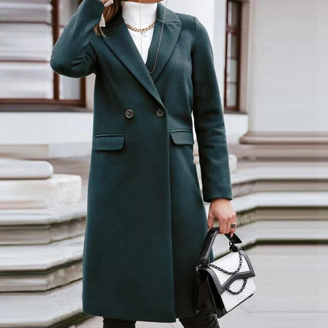 Mune | Longer women's wool blend coat with button placket and side pockets