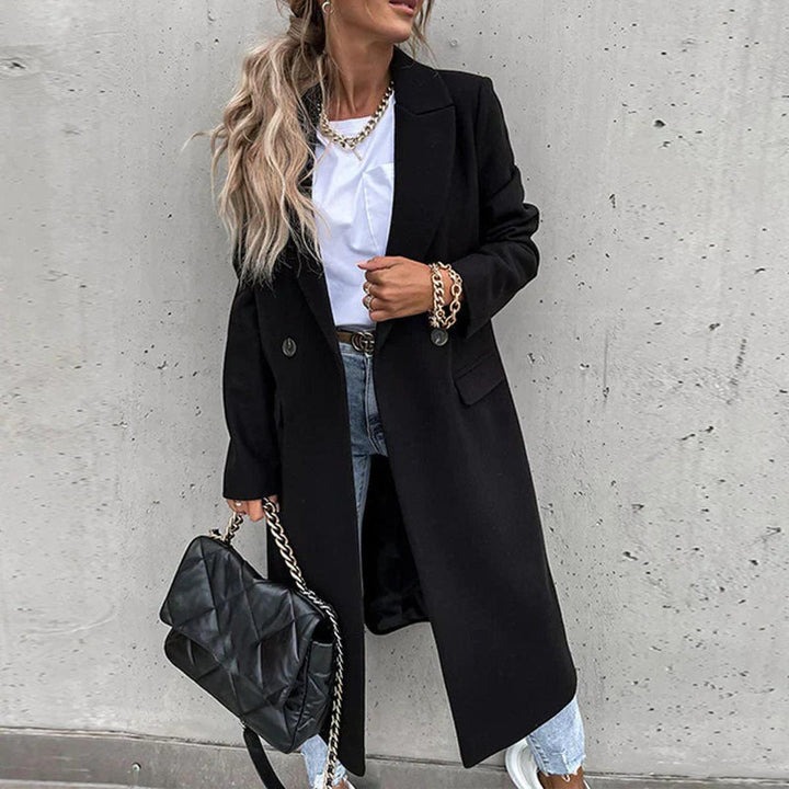 Mune | Longer women's wool blend coat with button placket and side pockets
