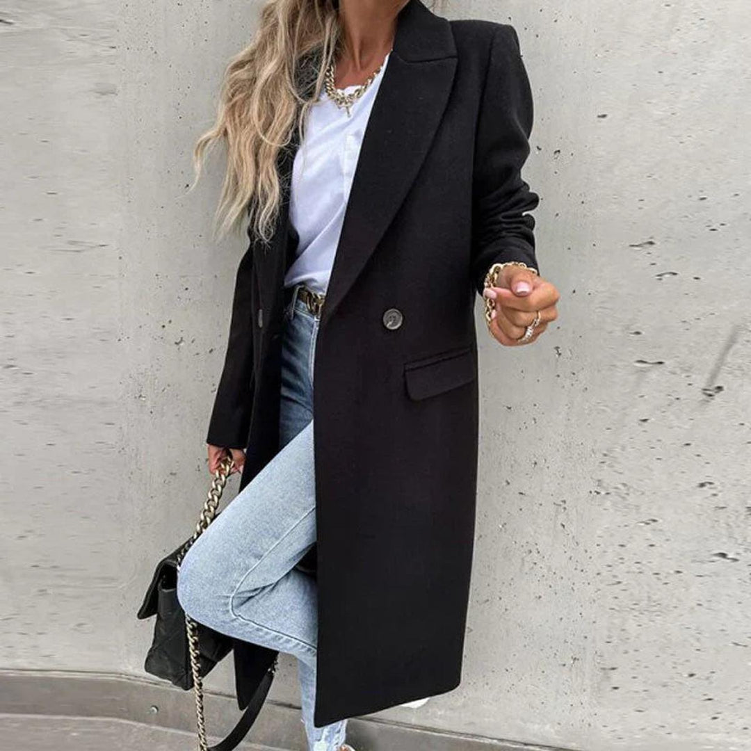 Mune | Longer women's wool blend coat with button placket and side pockets