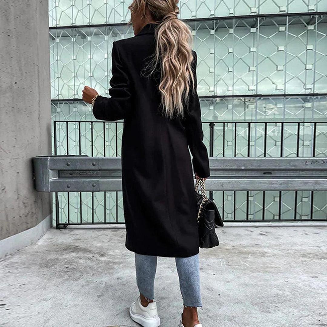 Mune | Longer women's wool blend coat with button placket and side pockets