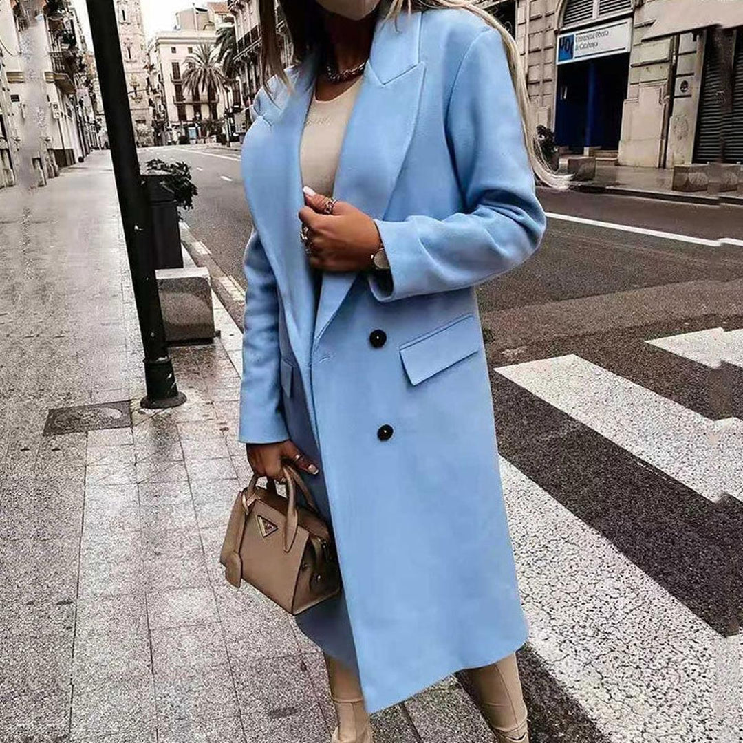 Mune | Longer women's wool blend coat with button placket and side pockets