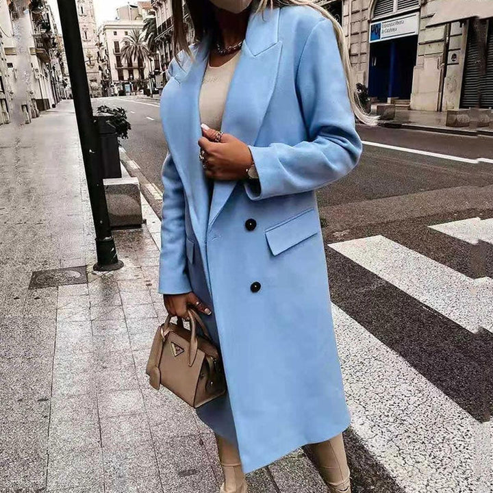 Mune | Longer women's wool blend coat with button placket and side pockets