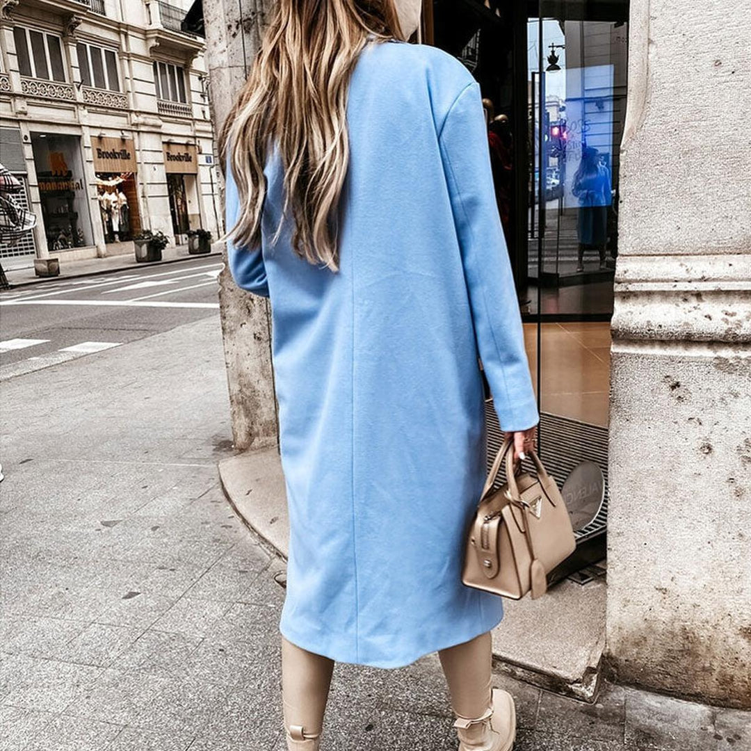 Mune | Longer women's wool blend coat with button placket and side pockets