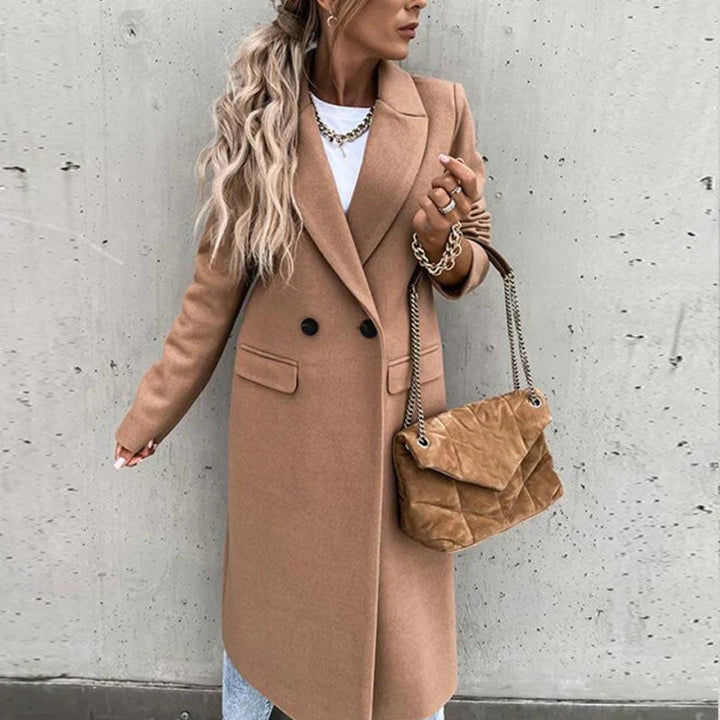 Mune | Longer women's wool blend coat with button placket and side pockets