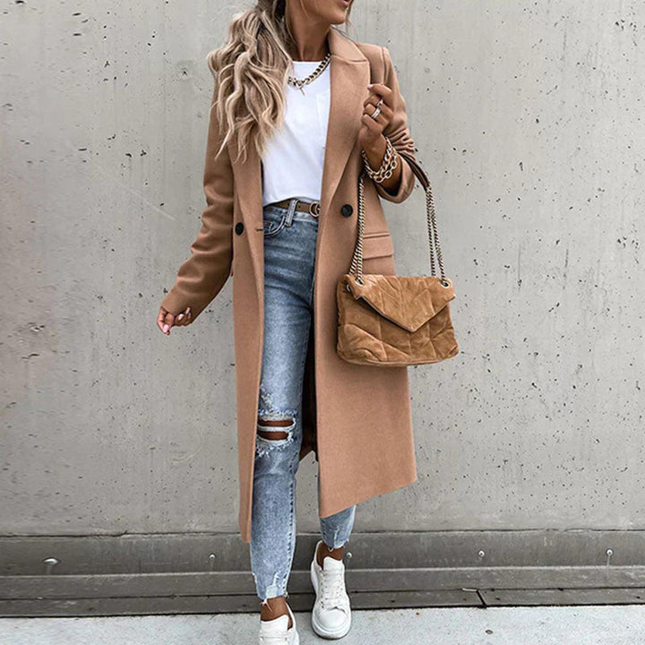 Mune | Longer women's wool blend coat with button placket and side pockets