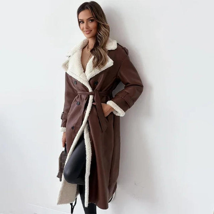 Mune | Luxurious Long Winter Coat For Women Made Of High-Quality Sheep Wool