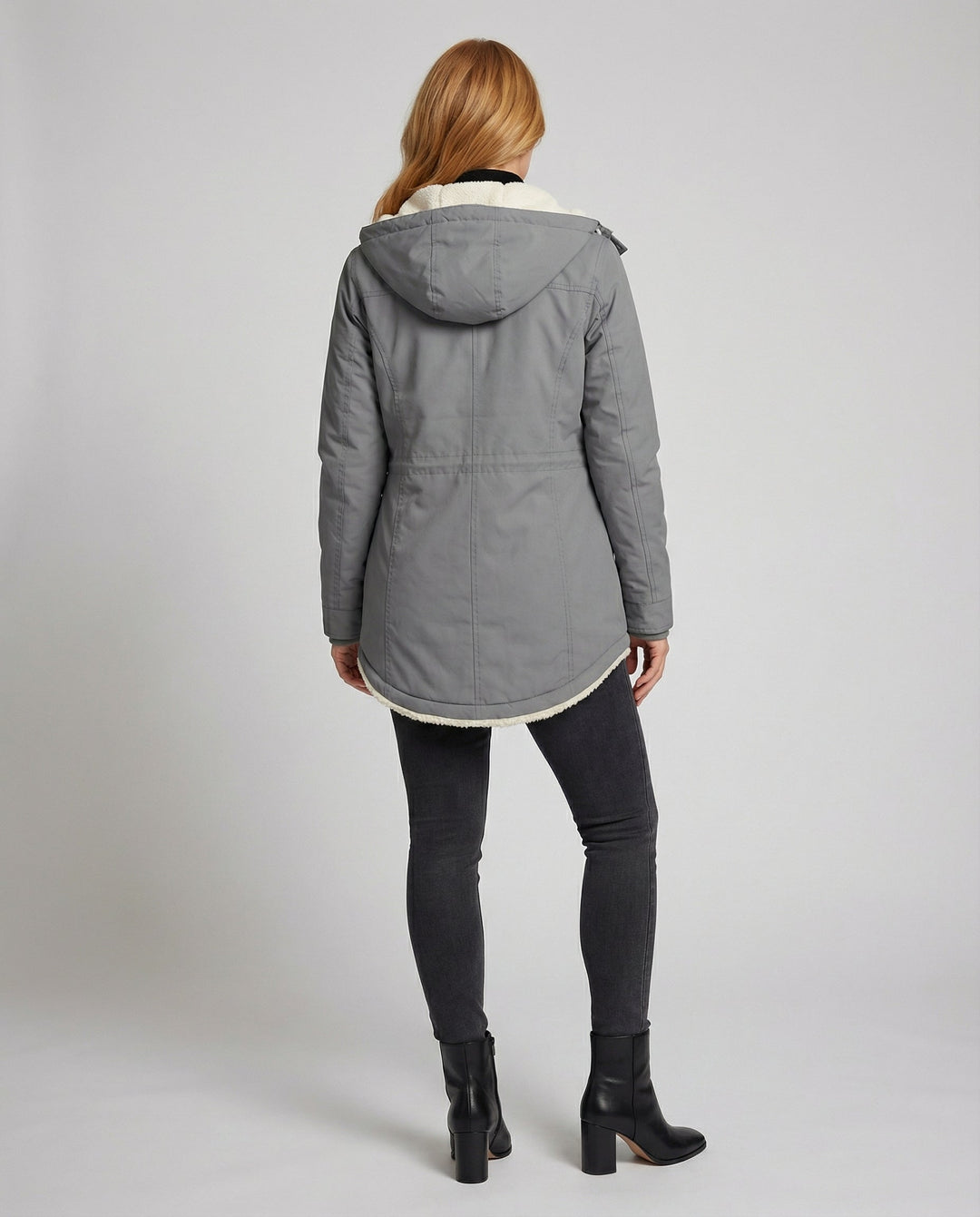 Warm winter coat with hood for women