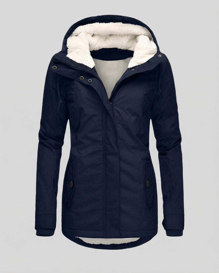 Warm winter coat with hood for women