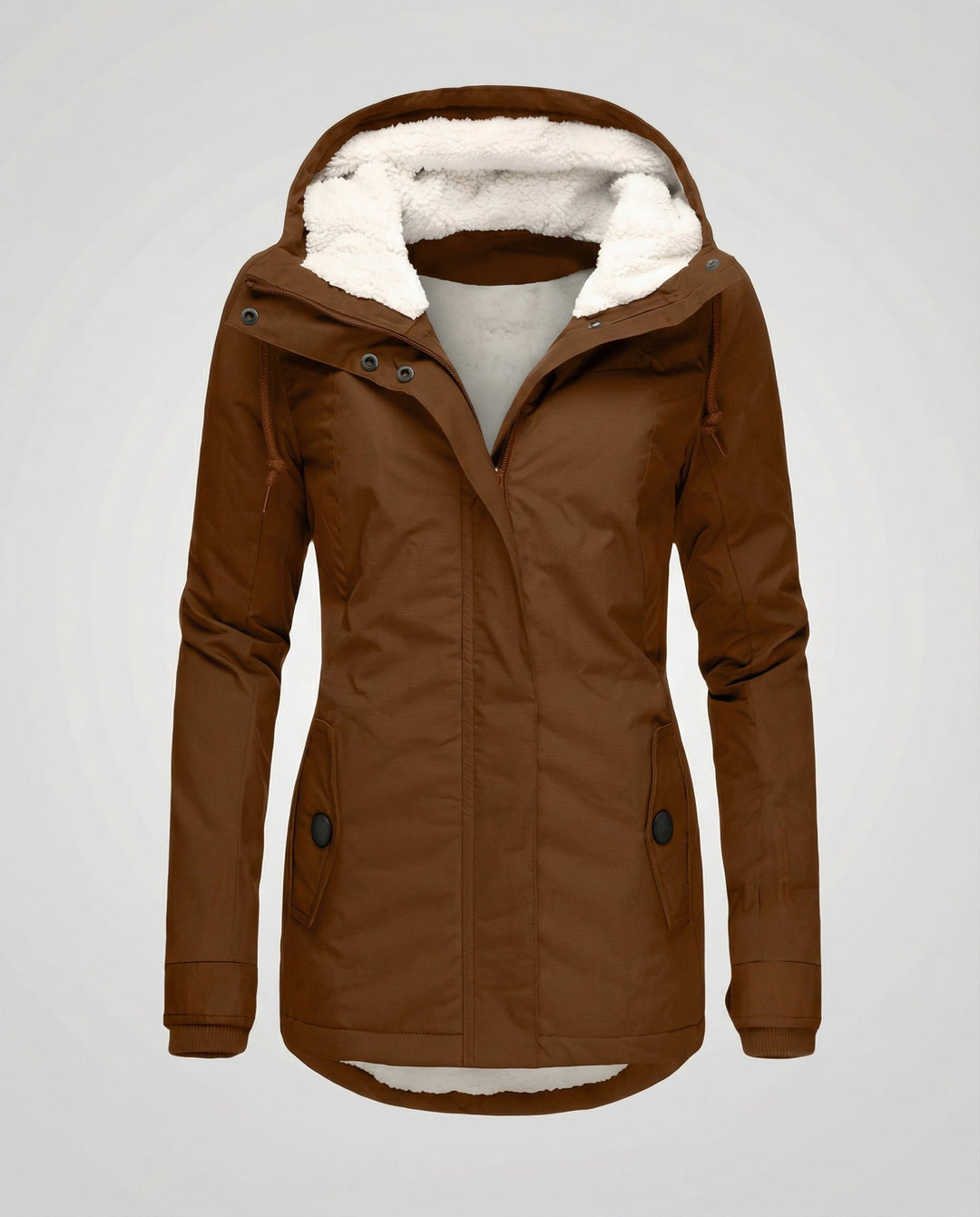 Warm winter coat with hood for women