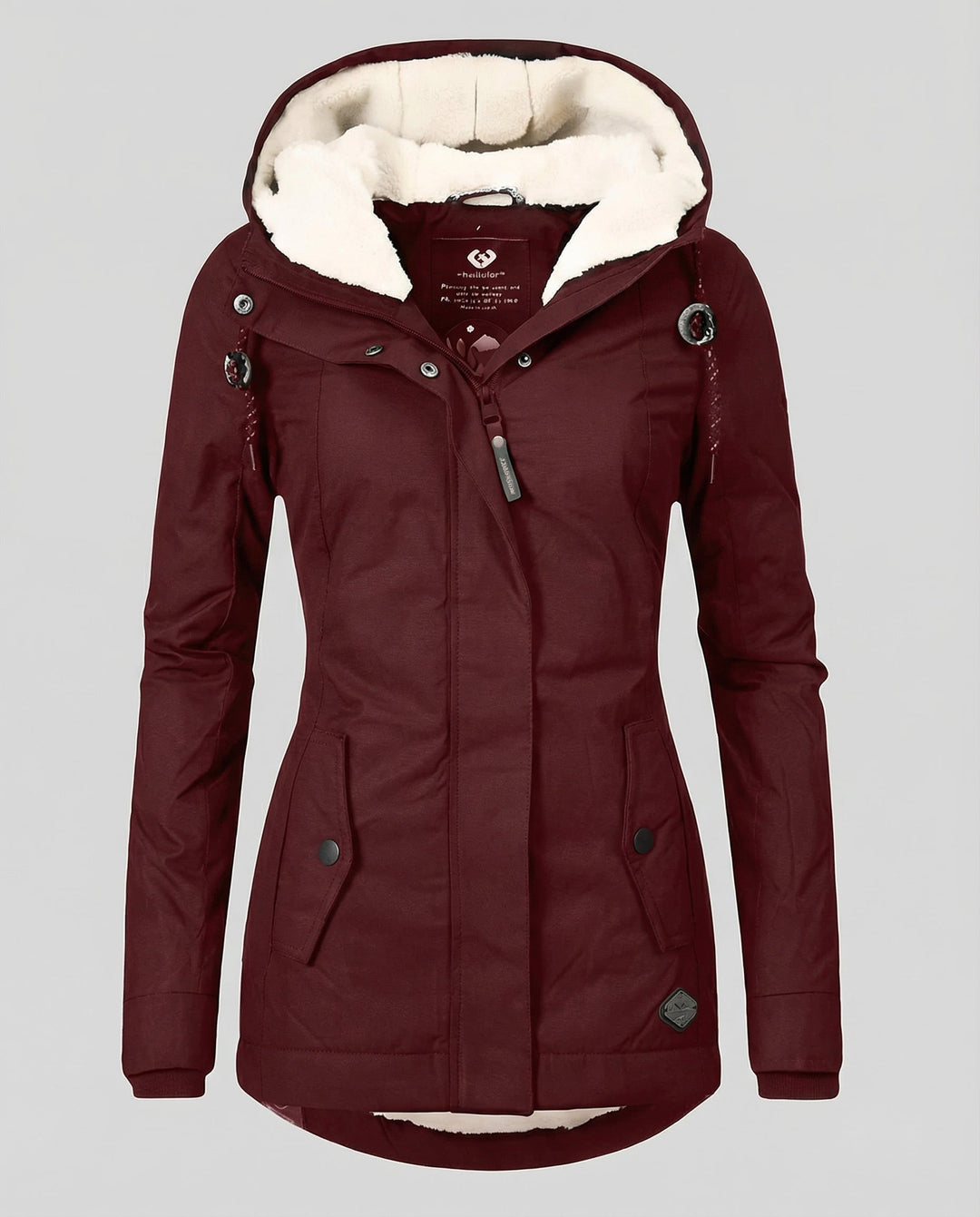 Warm winter coat with hood for women