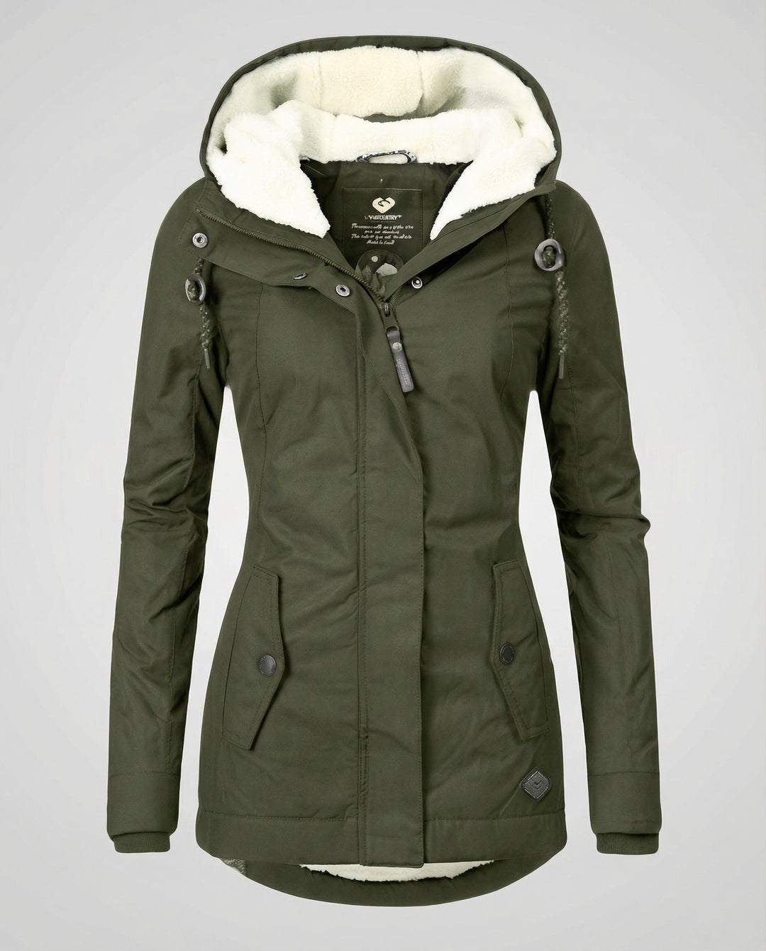 Warm winter coat with hood for women