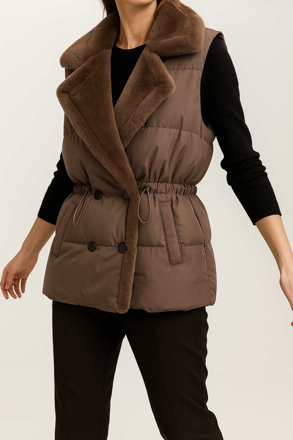 Mune | Women's Padded Vest with Plush Collar and Waistband