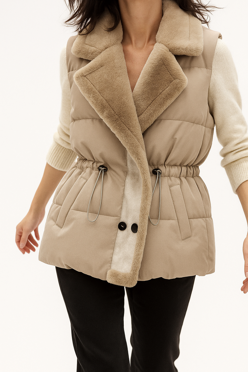 Mune | Women's Padded Vest with Plush Collar and Waistband