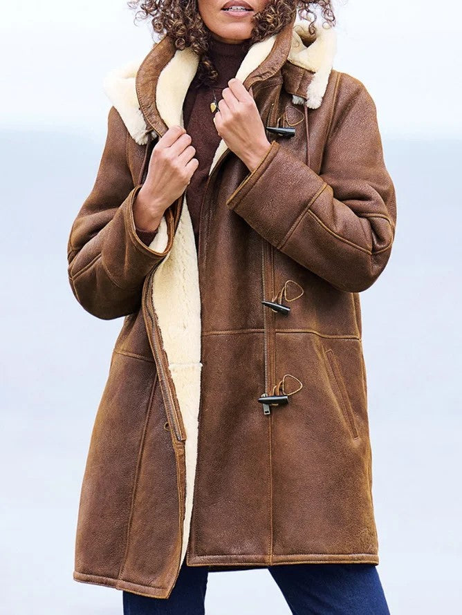 Mune | Women's Vintage Winter Jacket with Warm Lining and Buckles