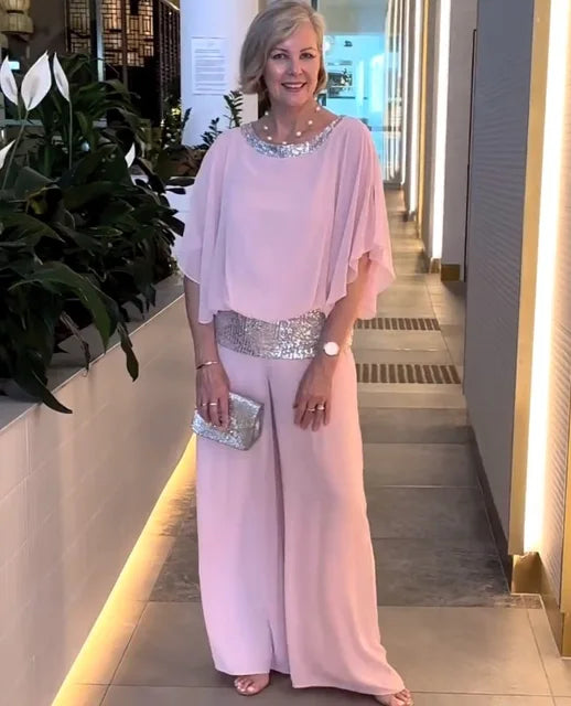 Mune | Elegant evening ensemble: Shimmering top and palazzo pants