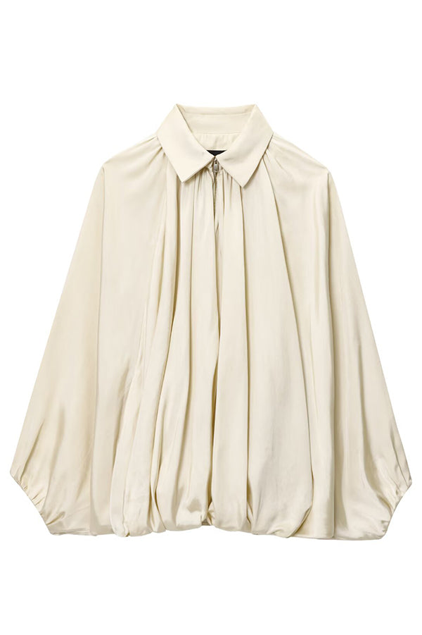 Mune | Women's Casual Jacket with Lapels Long Puff Sleeves and Zipper