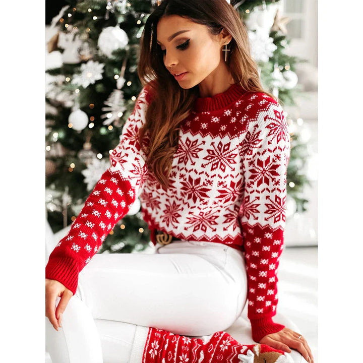 Mune | Knit sweater for women - Warm & trendy sweater for women with snowflake design