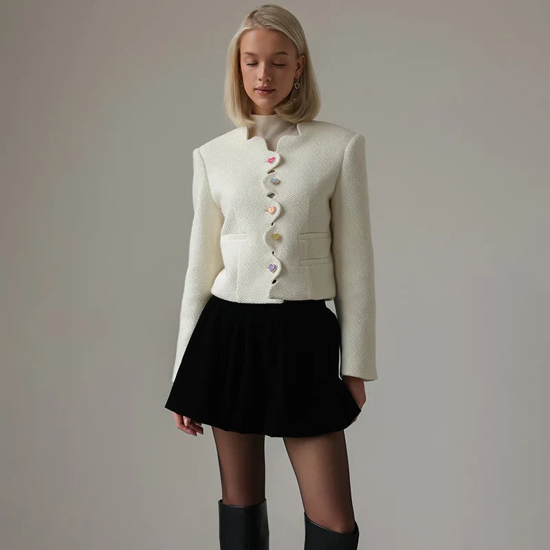 Mune | Women's Elegant Waistcoat with High Collar and Unique Buttons