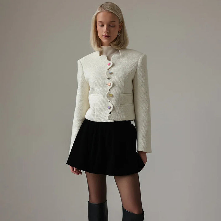 Mune | Women's Elegant Waistcoat with High Collar and Unique Buttons