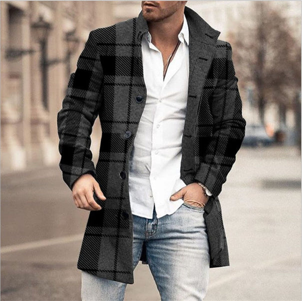Mune | Men's Wool Coat with Check Pattern and Clear Silhouette