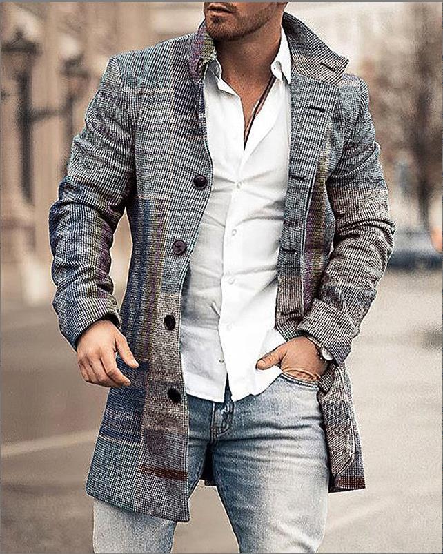 Mune | Men's Wool Coat with Check Pattern and Clear Silhouette