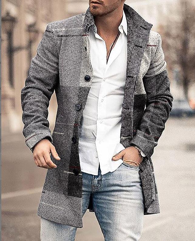 Mune | Men's Wool Coat with Check Pattern and Clear Silhouette